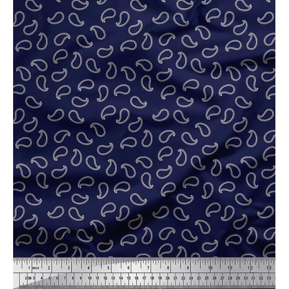 Soimoi Georgette Viscose Fabric Paisley Shirting Print Fabric by Yard 42 Inch Wide