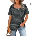 thumbnail image 4 of Camiseta de manga corta Minnieouse para mujer informal deportiva holgada elegante Raya negra L, 4 of 5