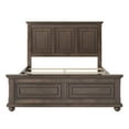 thumbnail image 4 of Traditional Town Style Platform Queen Bed, Pine Platform Bed Frame with Headboard and Footboard, Vintage Bed with Legs and Grooved Panels Outlined, No Box Spring Needed, Rich Brown, 4 of 6