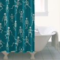 thumbnail image 4 of Teal Dancing Skeleton Pattern Shower Curtain 36"x72" ,Bathroom Decorative Shower Curtains Set with 12 Hooks,Modern Waterproof Washable Shower Curtain, 4 of 6