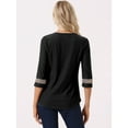 thumbnail image 4 of DARING DIVA Women's Dressy Boho Hollow Lace Trim 3/4 Sleeve Blouse M Black, 4 of 6