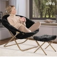 thumbnail image 2 of BuySphere Faux Fur Saucer Chair, Foldable Comfy Bedroom Chair, Cozy Dorm Lounge Chair for Kids, Teens, and Adults, X-Large (Black), 2 of 18