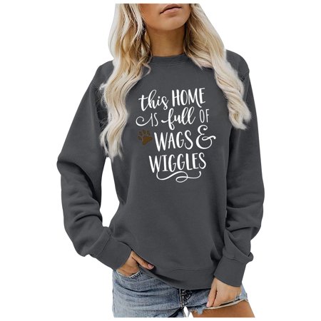 

Aueoeo Womens Winter Clothes Women Fall Sweatshirt Women s Fashion Autumn Loose Print Long Sleeve Blouse Crew Neck Casual Pullover Tops Blouses
