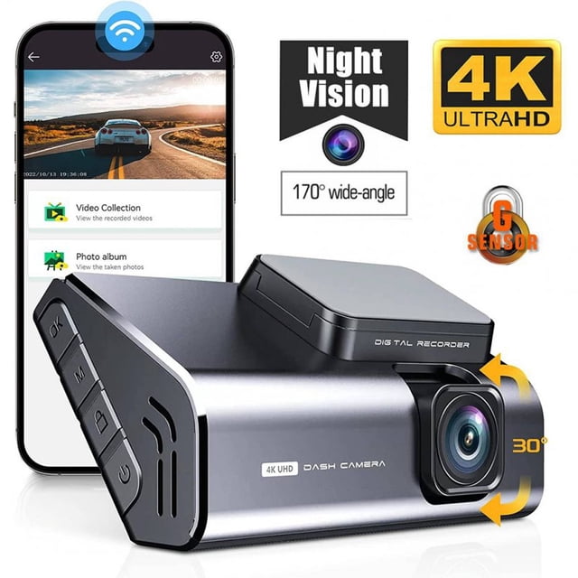 A900 Car Dash Cam 3 Inch Ips Screen Novatek 96670 4k HD Wifi Driving Recorder Parking Camera Silver