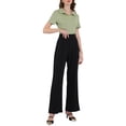thumbnail image 2 of INSPIRE CHIC Women's Summer Bodysuits Leotard Short Sleeve Stretch Polo Shirt Body Suit S Green, 2 of 5