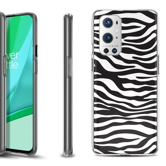 Slim-Fit Flexible TPU Gel Phone Case Compatible with OnePlus 9 PRO 5G, by OneToughShield ® - Zebra B/W