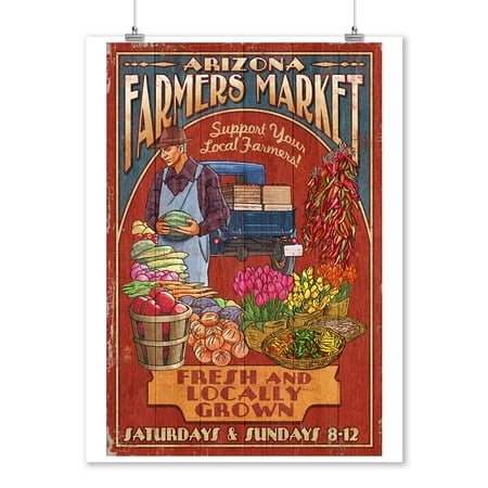 Arizona - Farmers Market Vintage Sign - Southwestern Style - Lantern Press Artwork (9x12 Art Print, Wall Decor Travel (Best Farmers Market In Georgia)