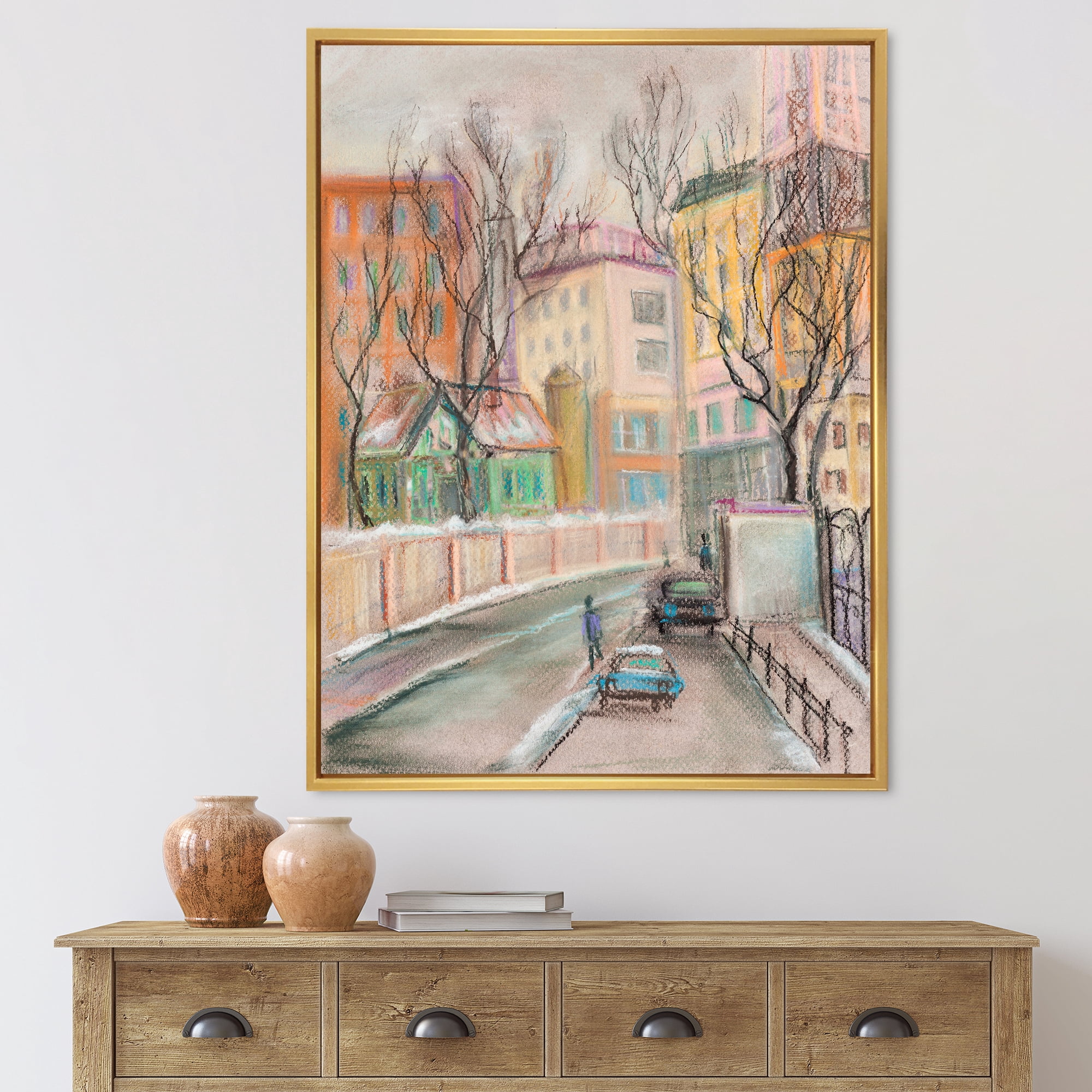 Designart 'Lanes In Moscow Cityscape' Traditional Framed Canvas Wall Art Print