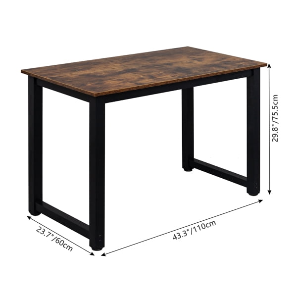 Retro Wood Study Desk for Home Office - Space Saving 43" Compact Writing Table, Solid Wood Construction with Smooth Finish