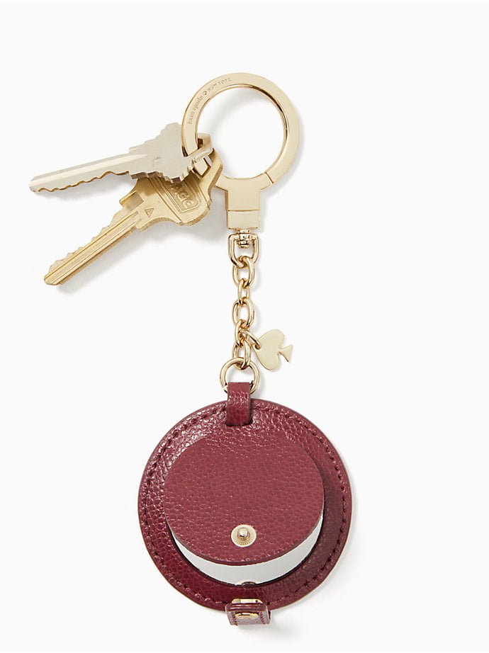 Kate Spade New York Women's Circle Mirror Leather Keychain (Black Cherry) -  