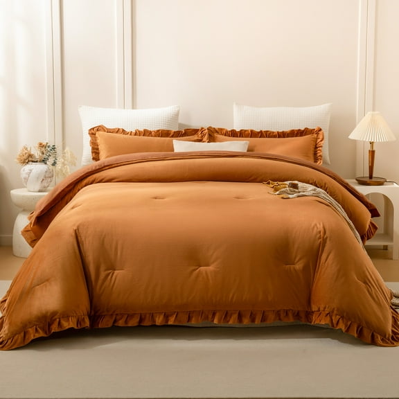 Velvet Comforter Set Queen Size 3 Pieces Soft and Luxury Burgundy Ruffled Comforter Set Aesthetic Winter Warm Bedding Set with Brushed Microfiber Reverse with, 1 Cofmorter 2 Pillow Shams