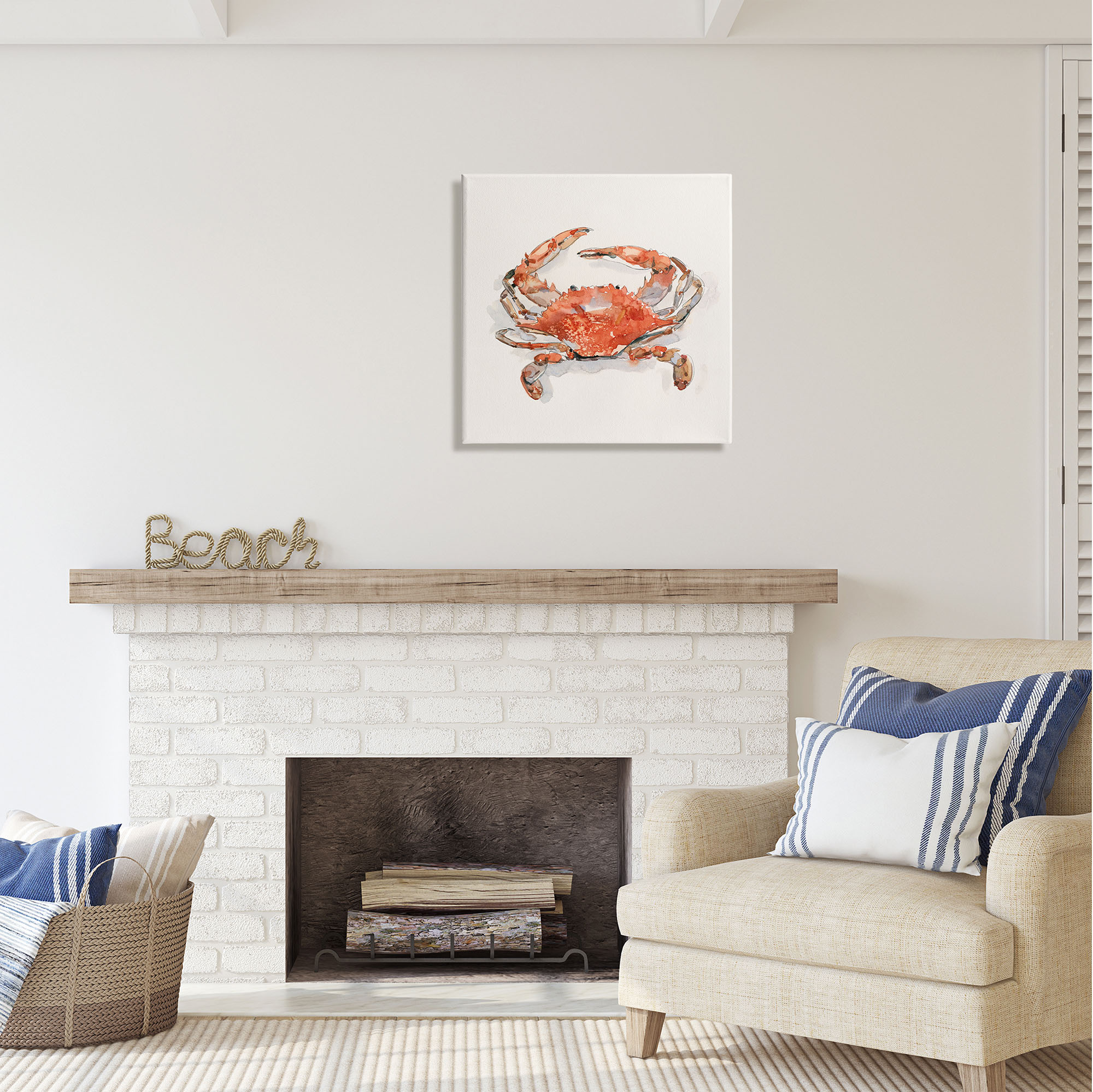 Stupell Industries Nautical Red Crab Animals & Insects Painting Gallery Wrapped Canvas Print Wall Art, 24 x 24