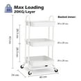 thumbnail image 3 of KK KINGRACK Rolling Cart, Utility Cart, Heavy Duty Storage Cart, Metal & Plastic, White, 3 of 7