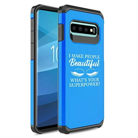 Shockproof Impact Hard Soft Case Cover for Samsung Galaxy I Make People Beautiful What's Your Superpower Lash Makeup Artist Esthetician (Blue, for Samsung Galaxy (Best Makeup To Cover Pimples)