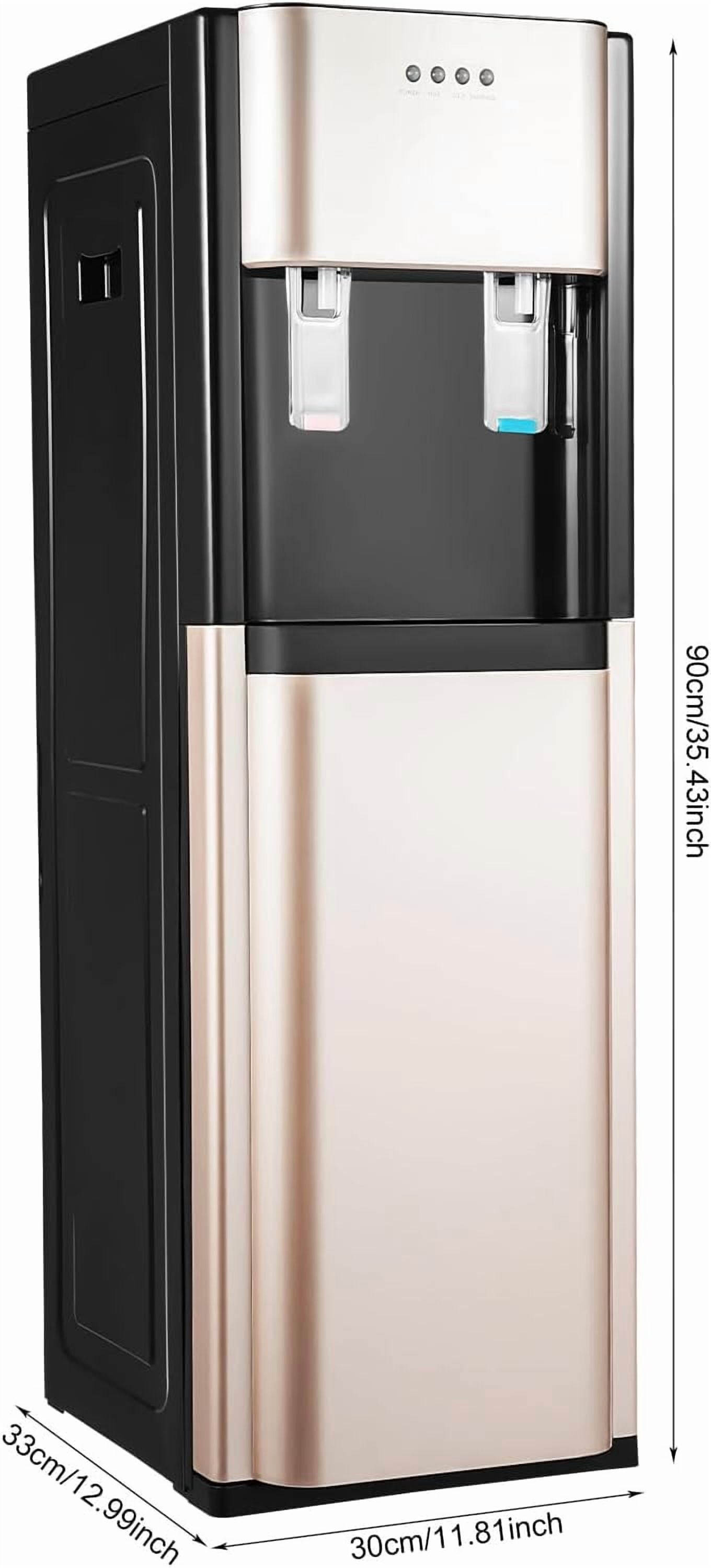 Bottom Loading Water Cooler Water Dispenser, Hot & Cold Water Dispenser for 5 Gallon Bottle with Detachable Water Collection Box and Heat-Sink Holes for Offices Nurseries Both Home Etc (Gold)