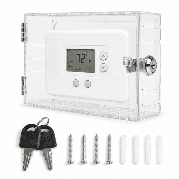 RYLZX Universal Thermostat Lock Box with Keys, Clear Acrylic Wall Thermostat Guard Cover, Inner Size 7.87" H × 5.51" W × 2.48" D, 1 Set