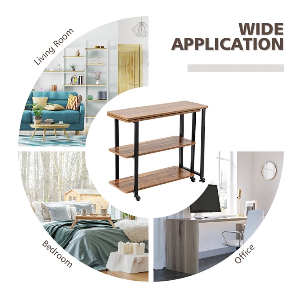 Finihen 360° Free Rotating Sofa Side Table, Couch Table, Snack Table, Rotating Sofa Side Table with Storage Shelves and Wheels, for Home, Office, Brown Finihen 360° Free Rotating Sofa Side Table, Couch Table, Snack Table, Rotating Sofa Side Table with Storage Shelves and Wheels, for Home, Office, Brown