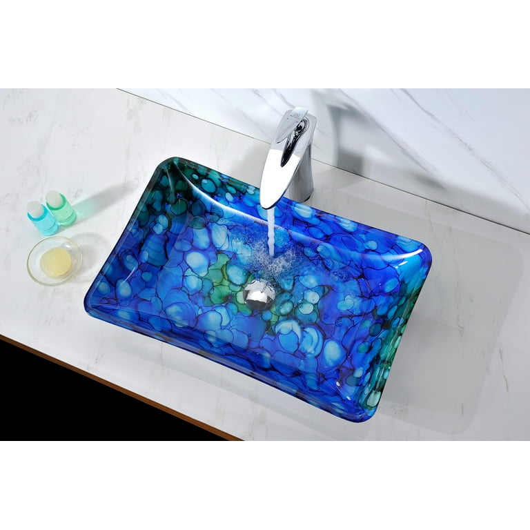 Avao Deco-Glass Vessel Sink in Lustrous Blue Avao Deco-Glass Vessel Sink in Lustrous Blue