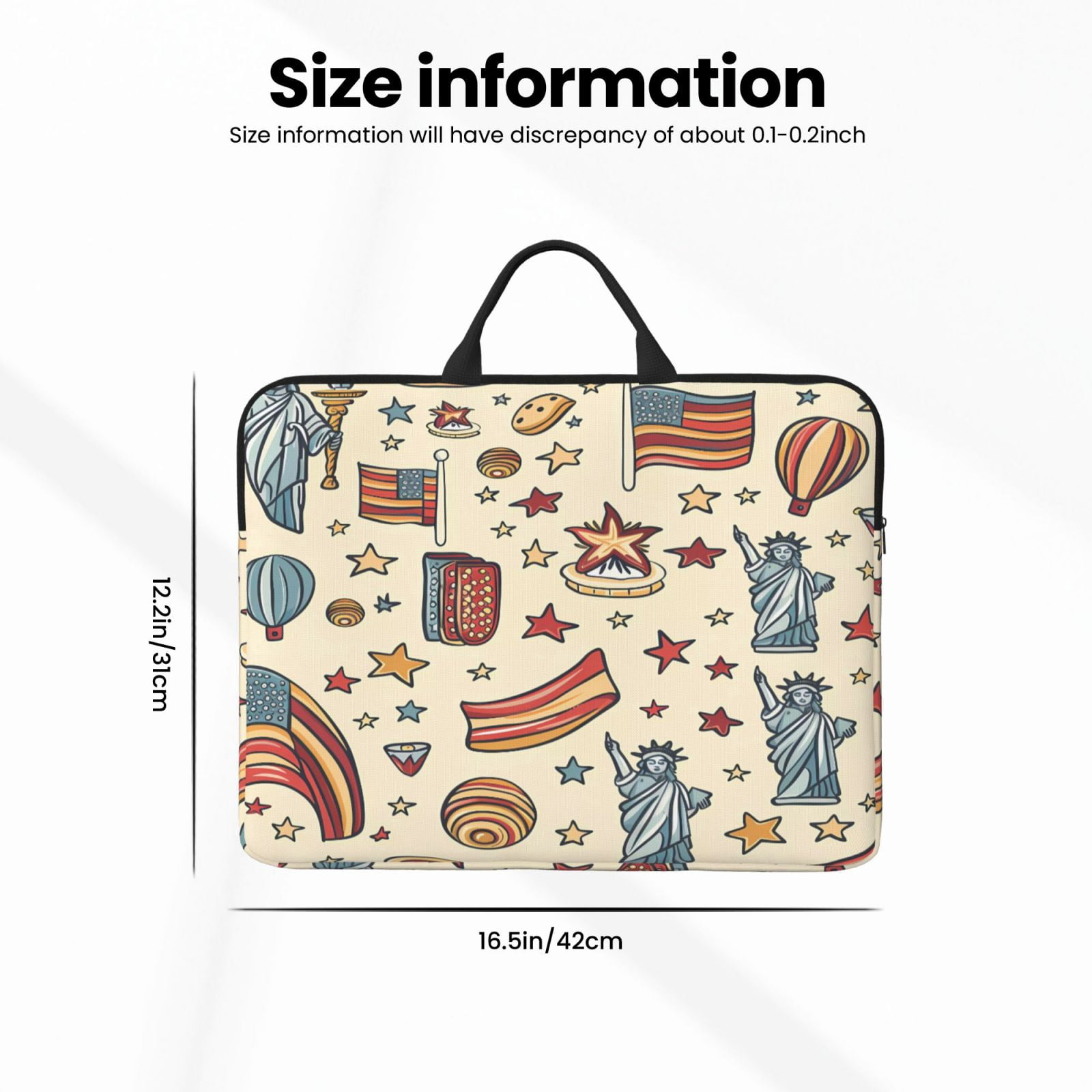 Laptop Sleeve Bag For Women Men 14inch Waterproof Durable Protective Computer Carrying Cover Handle Laptop Case Bag Independence Day Theme Elements Star (4)