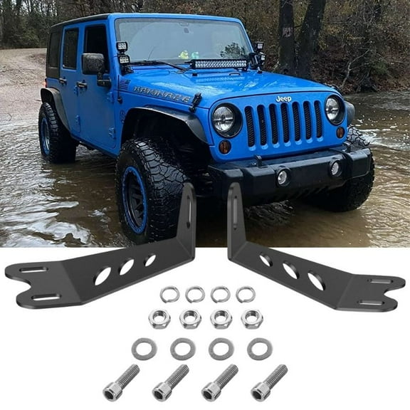 2PCS Hood Mounting Brackets for 20 Inch LED Light Bar Compatible with 2007-2017 Jeep Wrangler JK Offroad Spot Flood Combo Truck 4X4 ATV Boat