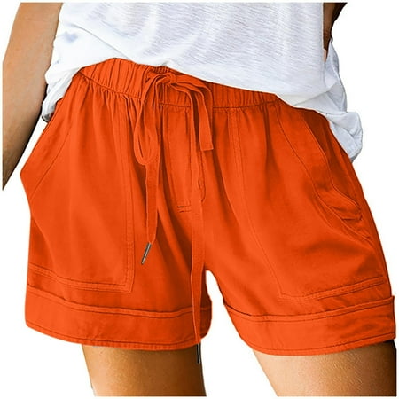 Womens Plus Size Shorts Women Shorts Casual Jean Casual Summer Beach Drawstring Sexy Shorts for Women Shorts with Pockets Loose Boy Shorts Underwear for Women Cute Vacation Trendy