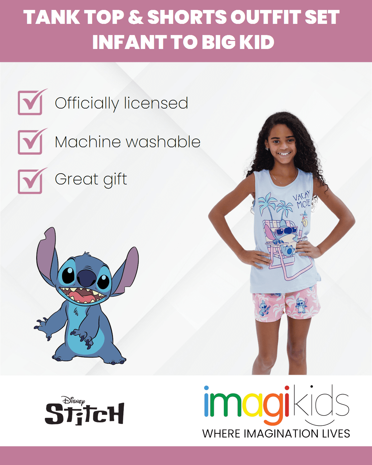 Disney Lilo & Stitch Tank Top and French Terry Shorts Outfit Set Little Kid to Big Kid