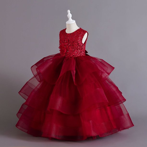 Vestido de malla para niña, vestido de princesa, vestido de noche de alta gama para cumpleaños de niña de flores