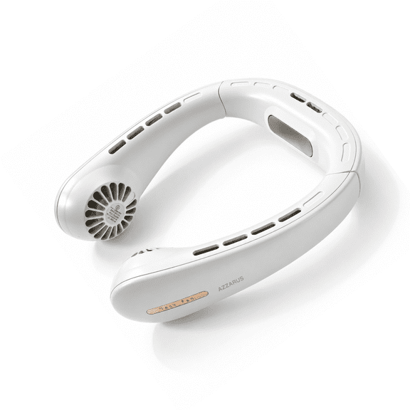 AZZARUS Bladeless Neck Fan – Portable Rechargeable Personal Cooling Fan, 4000mAh Battery, 3 Speeds, 360° Airflow, White
