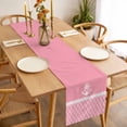 thumbnail image 3 of Anchor Morocco Table Runner - 60 Inch Long, Kitchen Dining Table Runner Dresser Scarves, Modern Nautical Pink Boho Stripes Farmhouse Decor for Coffee Tables Wedding Party Banquet, 3 of 8