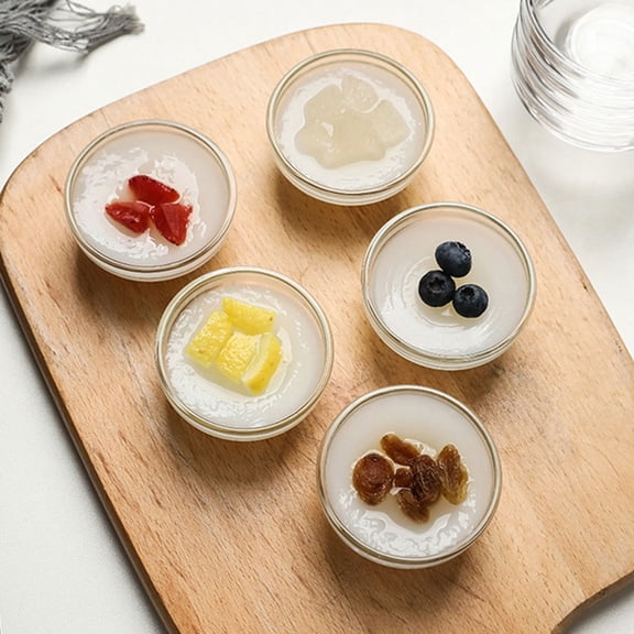 Set of 2 Transparent Glass Prep Bowls for Kitchen, Dessert, and Chinese Pudding Serving Bowls