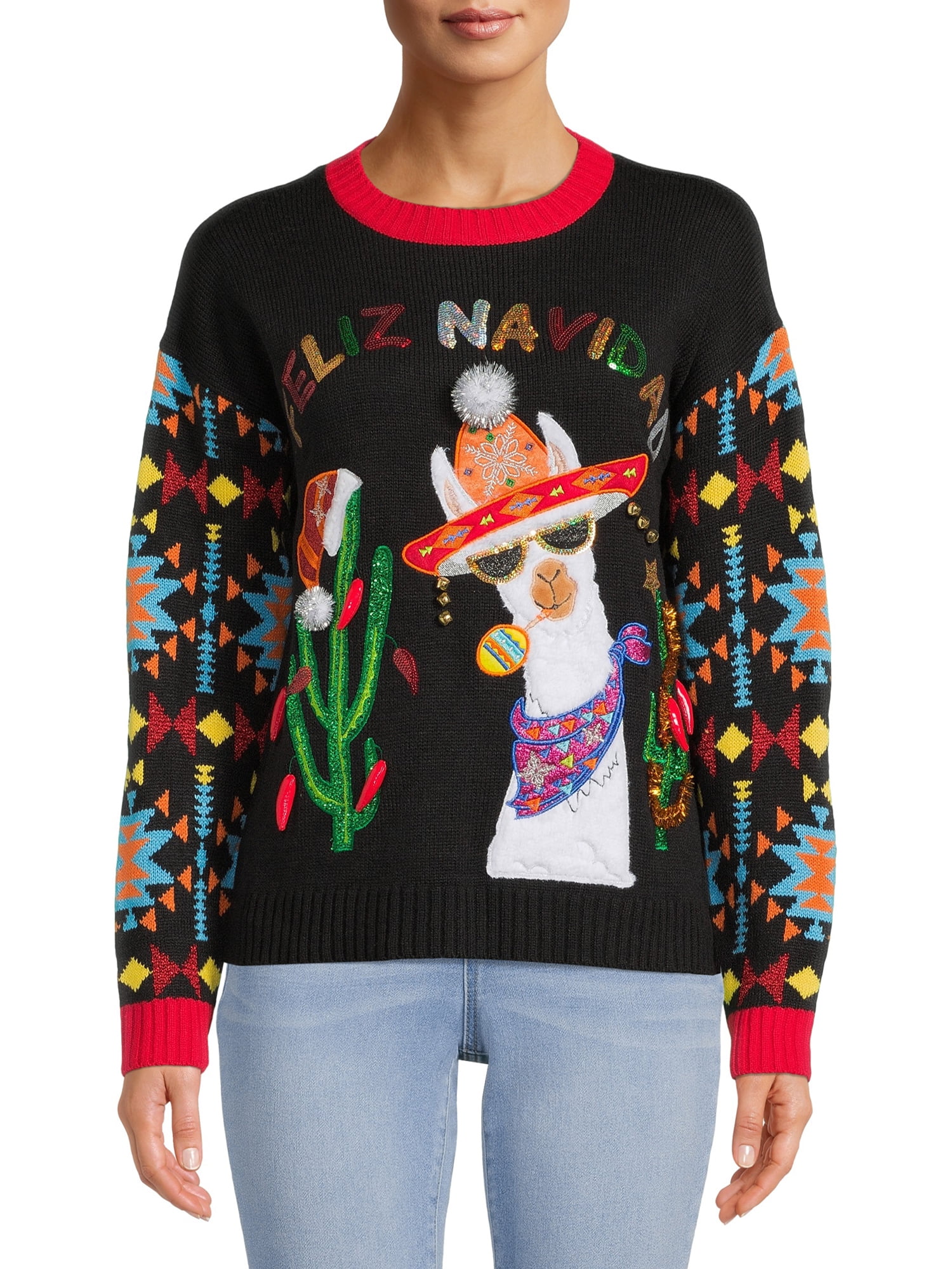 Holiday Time Women's and Women's Plus Size Christmas Sweater and Headband Set, 2-Piece