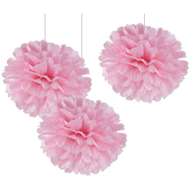 12 bolas de flores de papel rosa.