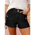 thumbnail image 5 of SHEWIN Women's Jean Shorts High Waisted Denim Shorts Casual Loose Fit Stretchy Double Button Fly Summer Pants with Pockets Black, 5 of 10