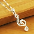 thumbnail image 4 of Fashion Diamond Music Note Necklaces for Women Men Charm Treble G Music Note Silver Plated Charm Necklace Jewelry Birthday Gift, 4 of 7
