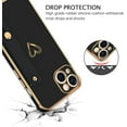 thumbnail image 2 of iPhone 13 Case, iPhone 13 Phone Case Love Heart Cute Case with Wristband Kickstand Holder Soft TPU Plating Bumper Protective Slim Shockproof iPhone 13 Case Cover for Girls Women, Black, 2 of 7