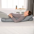 thumbnail image 2 of U-Shape Pregnancy Pillow 51 Inch Maternity Pillow with Washable Cover Nursing Support Cushion for Pregnant Women Side Sleeping (Gray Stripe), 2 of 8