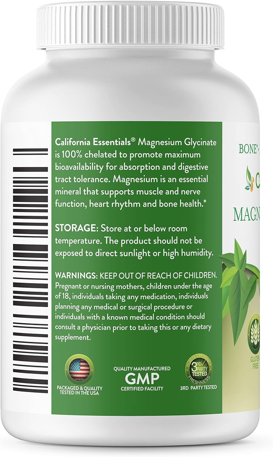 California Essentials Magnesium Glycinate 400 mg - Supports Muscle Relaxation, Bone Health & Stress Relief - Vegan Dietary Supplement (240 Tablets)
