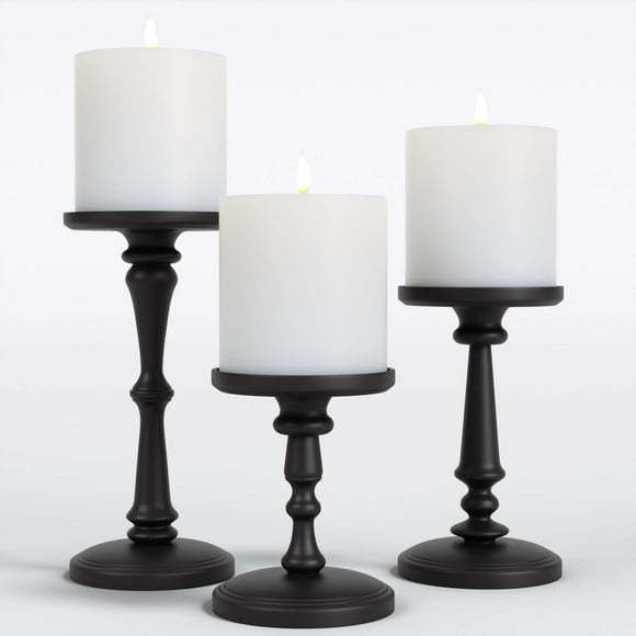 Juego de portavelas HB Design Co. Metal negro mate (3)