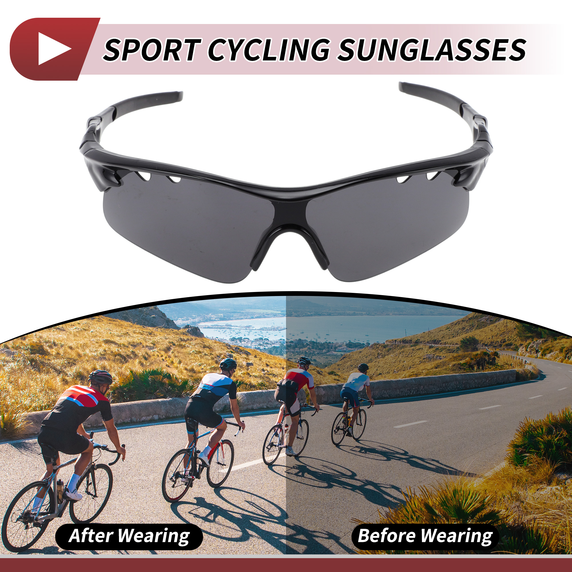 Unique Bargains 1 Set Motorcycle Riding Goggles PC Tri-acetel Cellulose PC Outdoor Sports Sunglasses for Motocross Dirt Bike ATV Dark Gray Lens Bright Black Frame