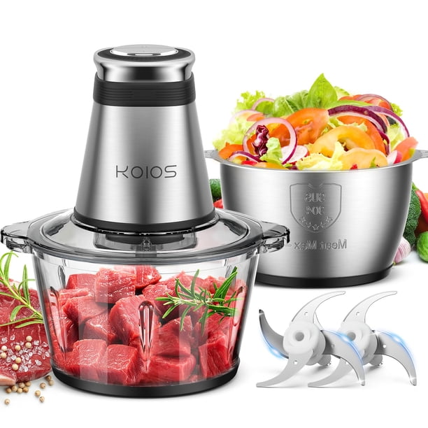 Procesador de alimentos KOIOS, picadora eléctrica de 500 W, 2 tazones y 2 cuchillas