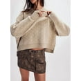 thumbnail image 5 of Women'S Oversized Polka Dot Knit Sweater Casual Loose-Fit Pullover for Fall and Winter Khaki S, 5 of 7