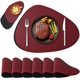thumbnail image 1 of Juego de 6 manteles individuales y posavasos de cuero NQ Negro Rojo oscuro antideslizantes impermeables, 1 of 5