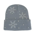 thumbnail image 4 of AWZXDE Snowflake Encrusted Knitted Winter Hat Warm Woolen for Cold Weather Gray, 4 of 4