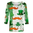 thumbnail image 5 of Uootdi St Patricks Day 3/4 Sleeve Shirt for Women Plus Size Funny Cute Saints Patrick's Tops Irish Shamrocks Printed Outfit Gift, 5 of 6
