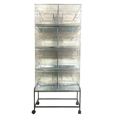 LOT of 4 No Rust Galvanized Plated Stackable Double Breeding Breeder Flight Bird Cage Center Dividers Side Breeding Nest Box Doors With Rolling Stand
