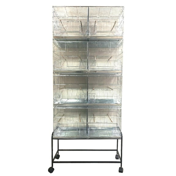 LOT of 4 No Rust Galvanized Plated Stackable Double Breeding Breeder Flight Bird Cage Center Dividers Side Breeding Nest Box Doors With Rolling Stand