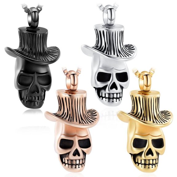 Constantlife Skull Urn Necklace Cremation Urn Pendant Memorial Jewelry Urn Neckless Lockets for Human Ashes Holder Necklace