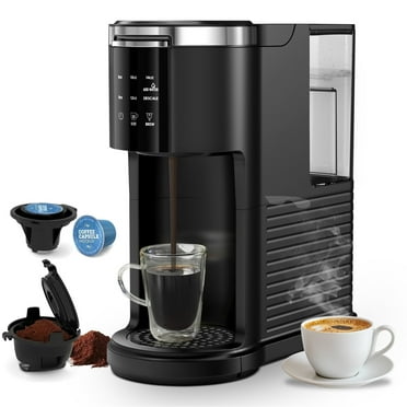 Auseo 2.0 1200W Single Serve Coffee Maker for K-Cup Pod and Ground Coffee Compatibility, Fast Heating, 40oz Removable Water Reservoir, Black for Home/Office/RV