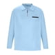 thumbnail image 3 of Blusa y camisa de manga larga con cuello vuelto para hombre, color liso, con bolsillos, mangas largas, cuello vuelto, camisa de golf de moda para hombre, parte superior de poliéster, 3 of 5