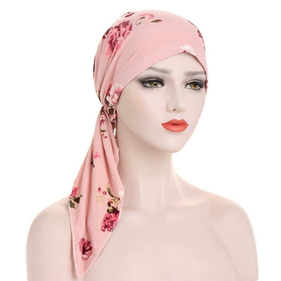 Women Flower Leopard Zebra Long Hat Headwear Turban Hair Head Scarf Headwrap Cap
